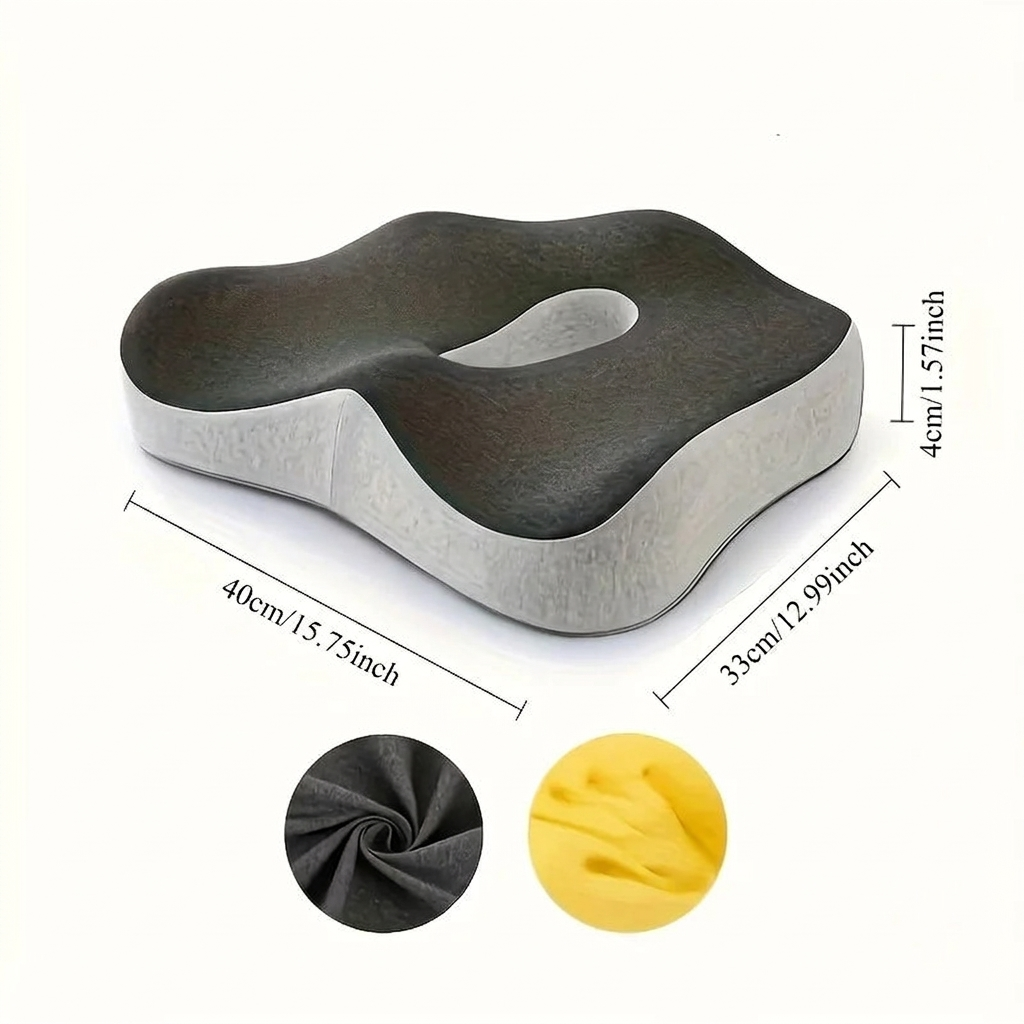 Memory foam seat cushion dimensions: 40cm x 33cm x 4cm