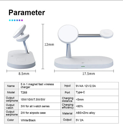 3-in-1 Wireless Charger Stand - Fast Charging Dock
