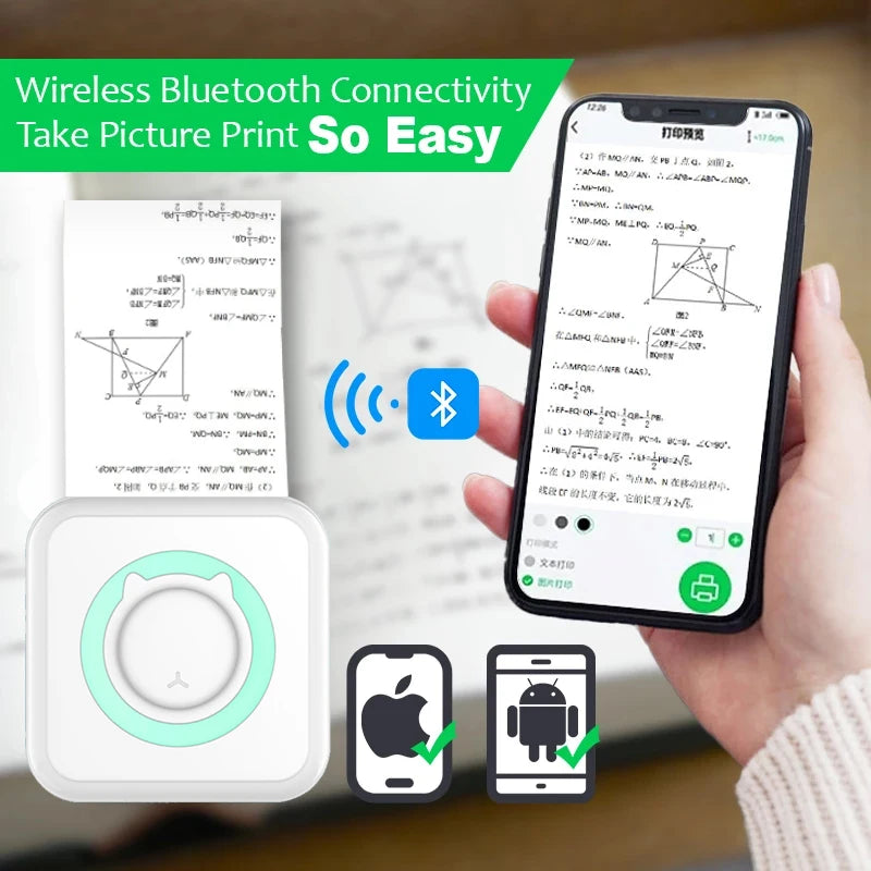 Portable Mini Thermal Printer - Wireless Bluetooth Photo & Label Printer