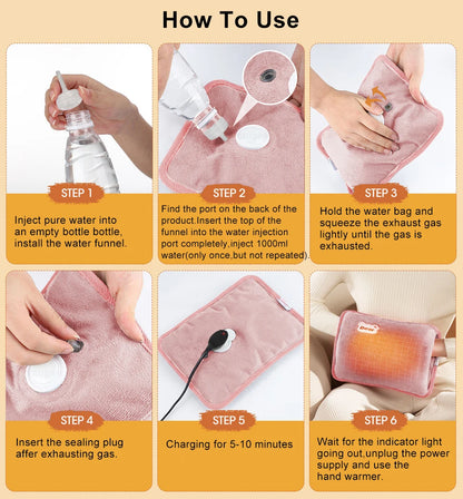 Electric Hand Warmer - Rechargeable Hot Water Bag
