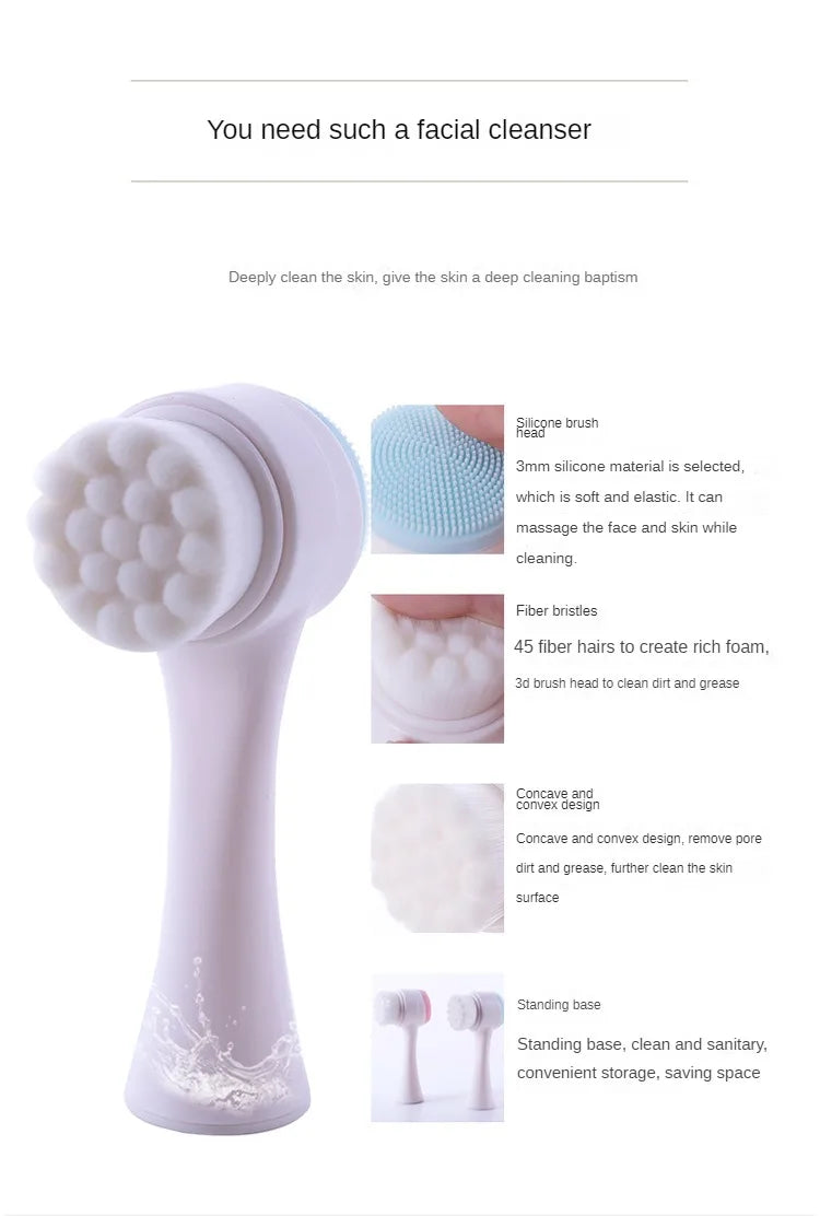 Silicone Facial Cleansing Brush - Double-Sided