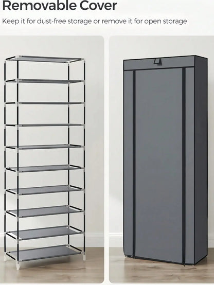 Tall Shoe Rack - 6, 8 or 10 Tier Fabric Shoe Storage