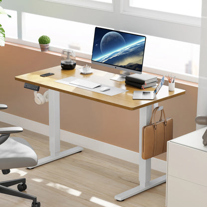 Electric Standing Desk - 39.37x23.62in Bamboo Wood Sit Stand Desk