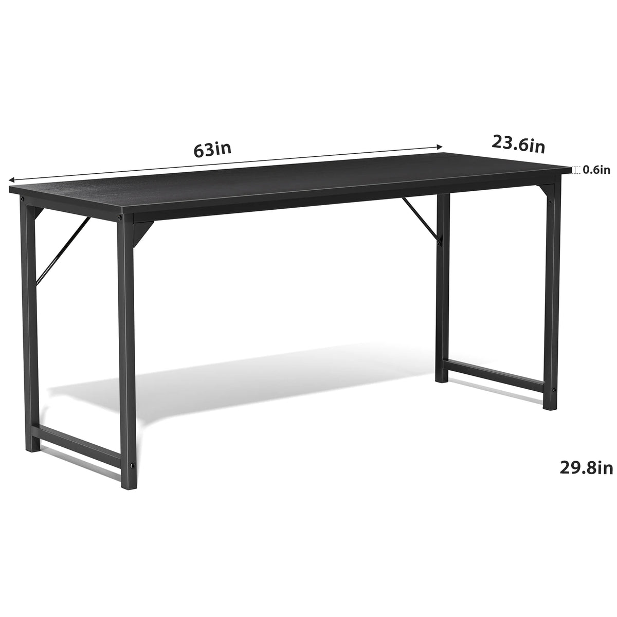 Computer Desk - Metal Frame Home Office Desk (63in Black)