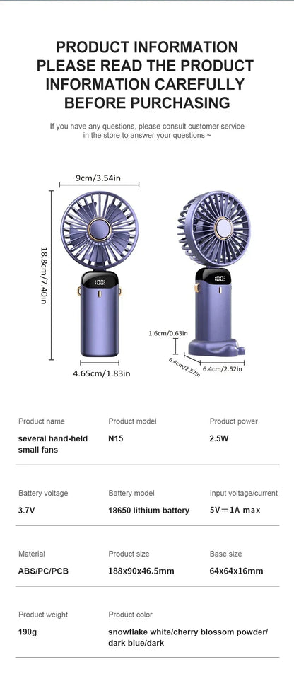 Handheld & Neck Fan - Rechargeable Bladeless Cooling Fan