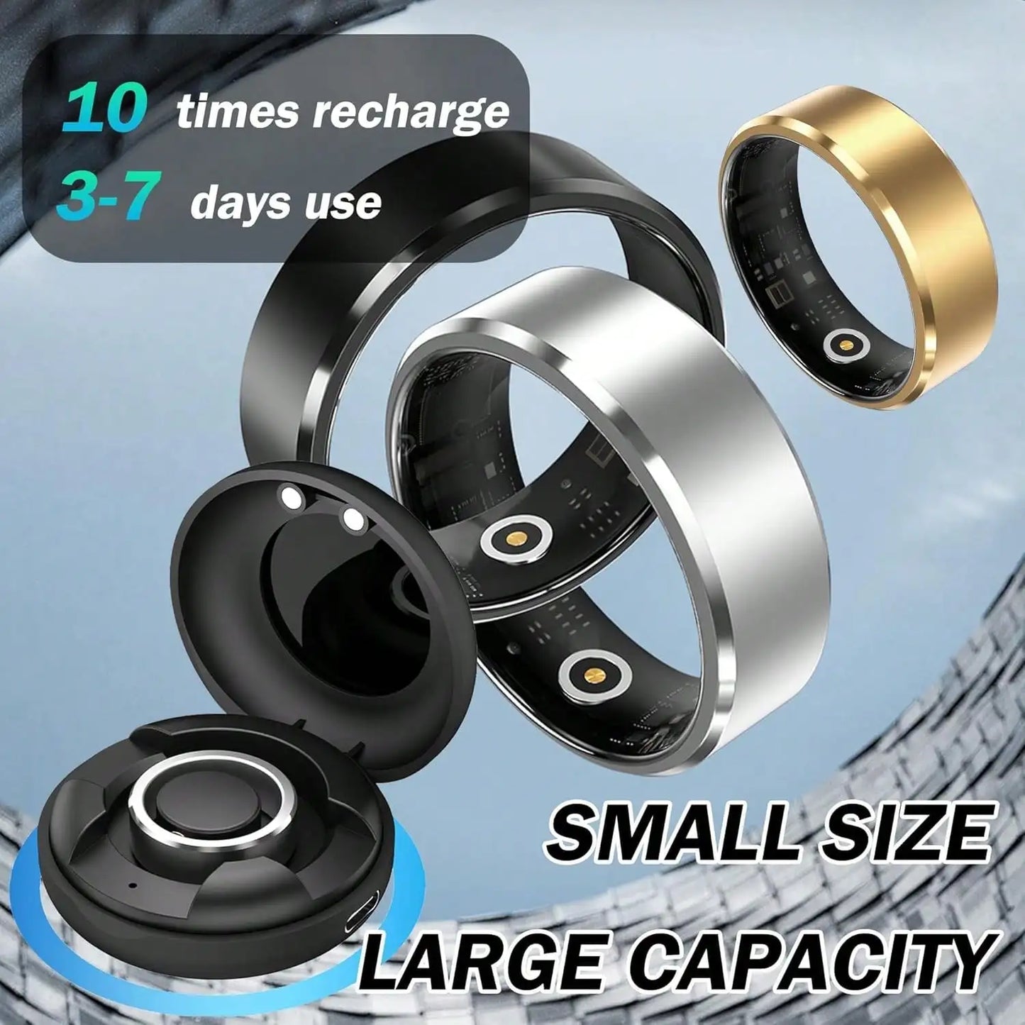 Smart Ring Fitness Tracker - Heart Rate, Sleep Tracking, IP68 Waterproof
