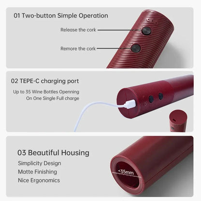 Electric Wine Bottle Opener - Rechargeable Corkscrew