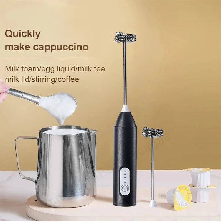 Rechargeable Electric Milk Frother - Handheld Coffee Whisk