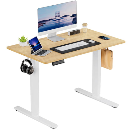 Electric Standing Desk - 39.37x23.62in Bamboo Wood Sit Stand Desk