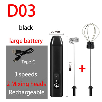 Rechargeable Electric Milk Frother - Handheld Coffee Whisk