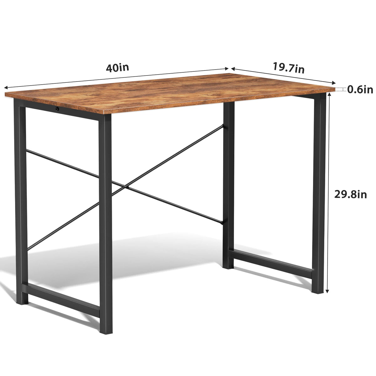 Computer Desk - Metal Frame Home Office Desk (40in Rust)
