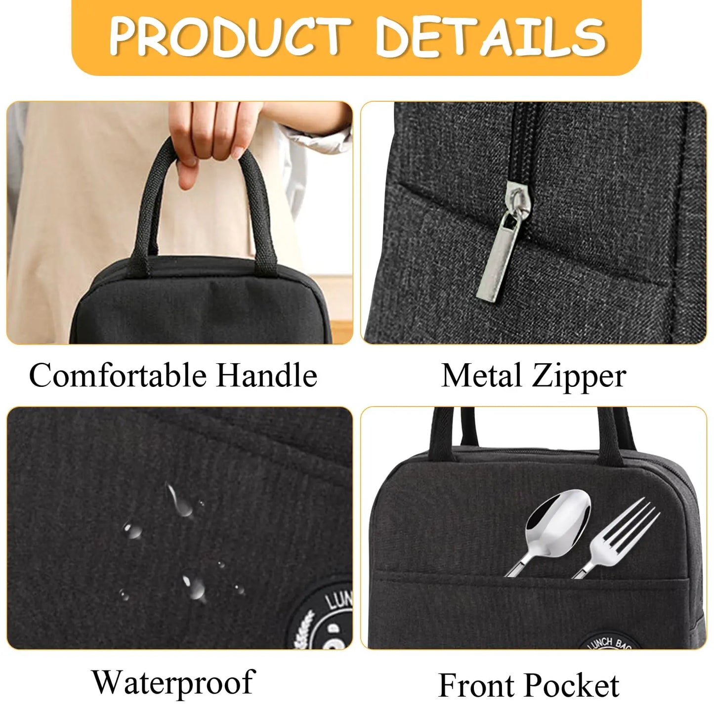 Insulated Lunch Bag - Reusable Cooler Tote for Men & Women