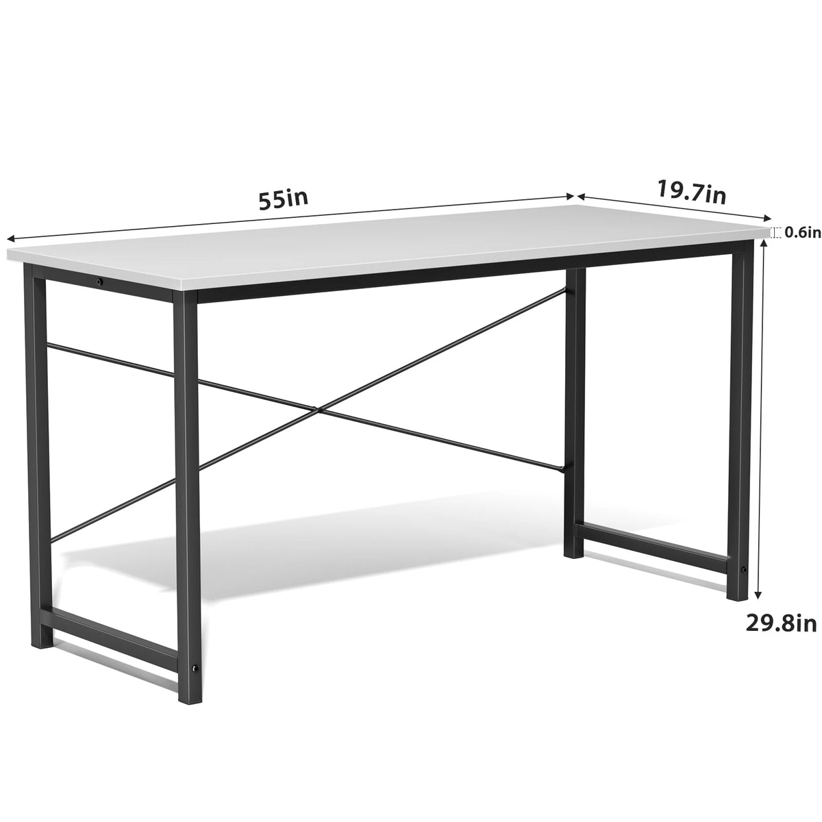 Computer Desk - Metal Frame Home Office Desk (55in White)