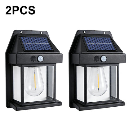 Solar Motion Sensor Outdoor Wall Lights - 2 Pack