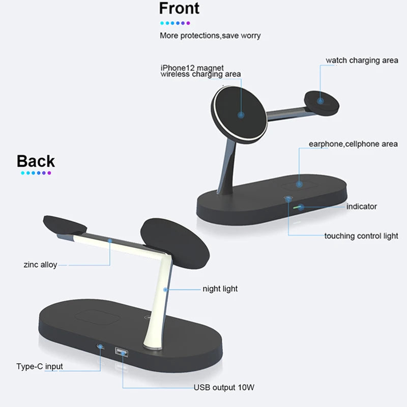 3-in-1 Wireless Charger Stand - Fast Charging Dock