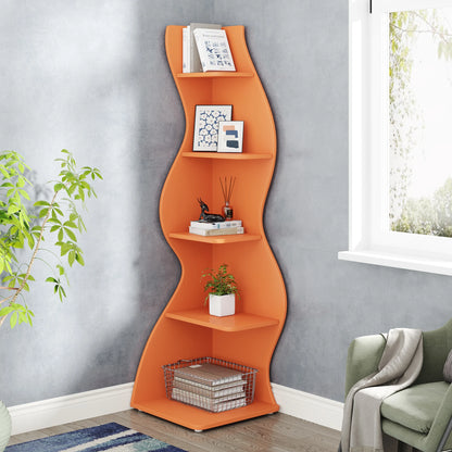Corner Shelf - 5-Tier Kids Corner Bookshelf (Orange)
