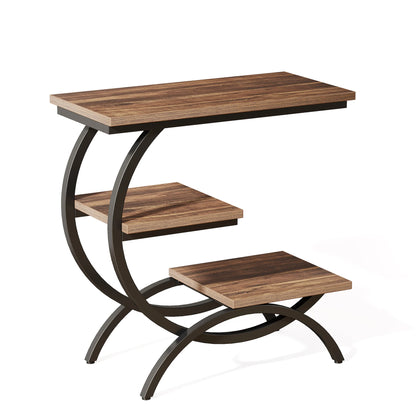 End Table - C Shaped 3 Tier Side Table (Chocolate)