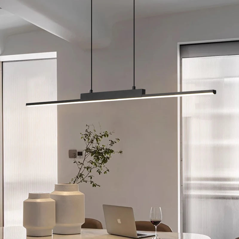 Modern Pendant Light - Linear LED Chandelier, Dining Room Light Fixture for Kitchen Island