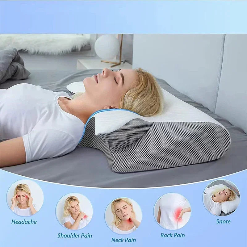 Memory Foam Travel Neck Pillow - Ergonomic 2-in-1