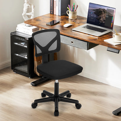 Armless Office Chair - Ergonomic Mesh Desk Chair (Black)
