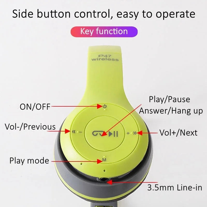 P47 Foldable Bluetooth Headphones
