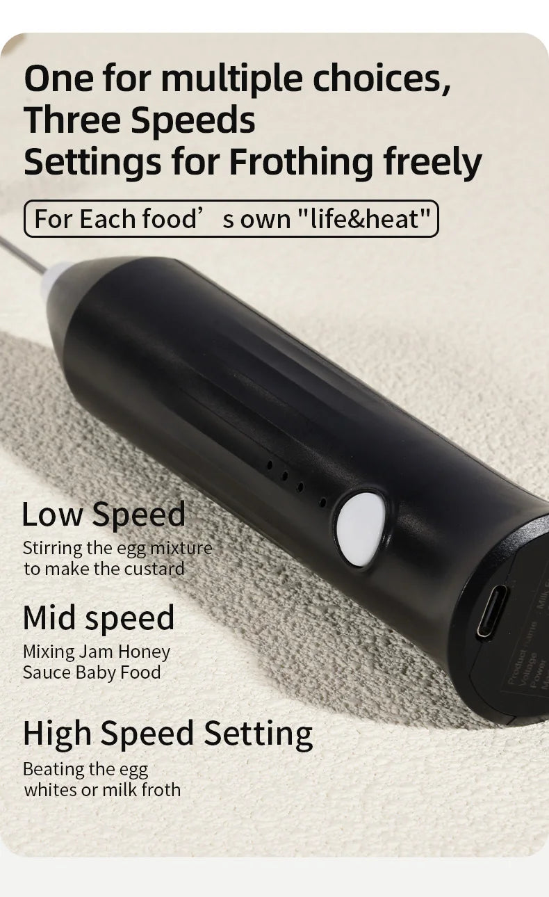 Rechargeable Electric Milk Frother - Handheld Coffee Whisk