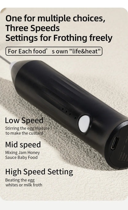Rechargeable Electric Milk Frother - Handheld Coffee Whisk