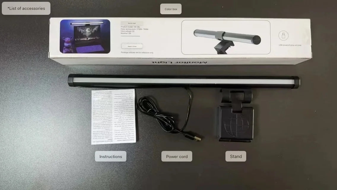 Monitor Light Bar - USB Screen Light Bar Desk Lamp with Stepless Dimming