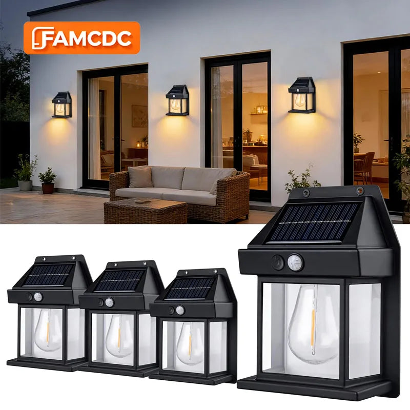 Solar Motion Sensor Outdoor Wall Lights - 2 Pack