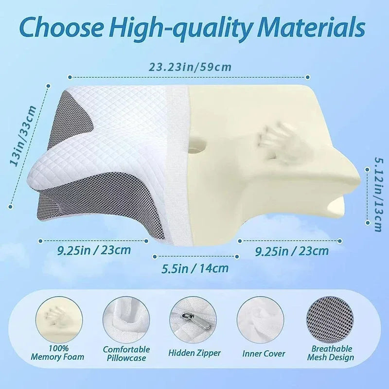 Memory Foam Travel Neck Pillow - Ergonomic 2-in-1