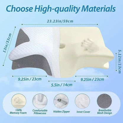Memory Foam Travel Neck Pillow - Ergonomic 2-in-1