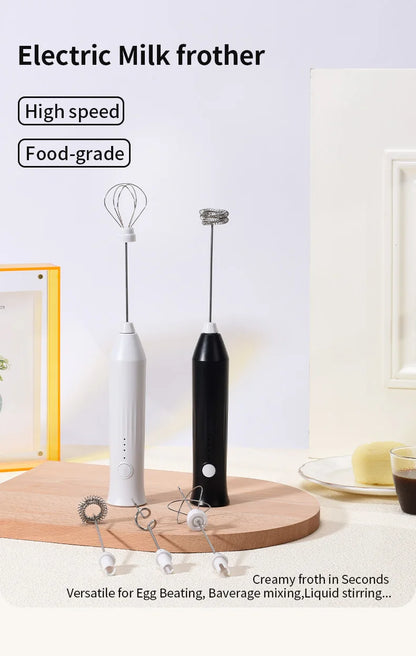 Rechargeable Electric Milk Frother - Handheld Coffee Whisk
