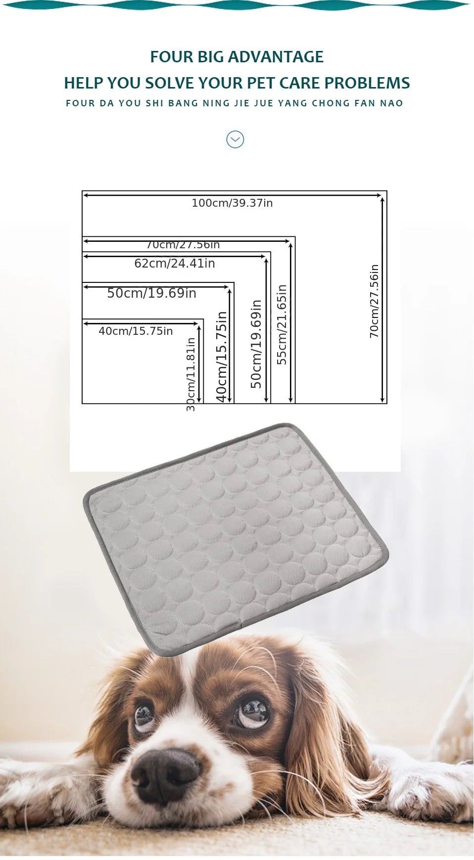 Dog Cooling Mat - Pet Cooling Pad for Cats & Dogs