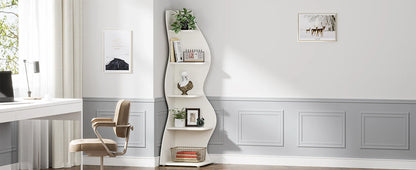Corner Shelf - Tall 5-Tier White Corner Bookshelf