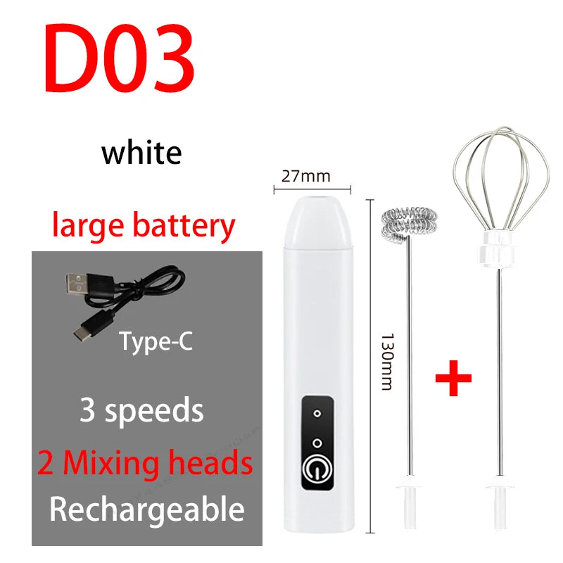 Rechargeable Electric Milk Frother - Handheld Coffee Whisk