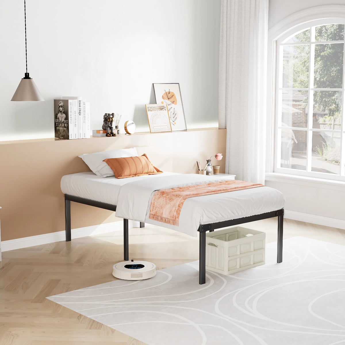 Queen Bed Frame - 14in Metal Bed Frame with Steel Slats