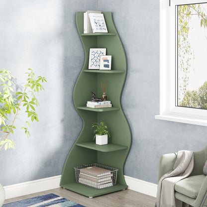 Corner Plant Stand - Tall 5-Tier Corner Plant Shelf (Green)