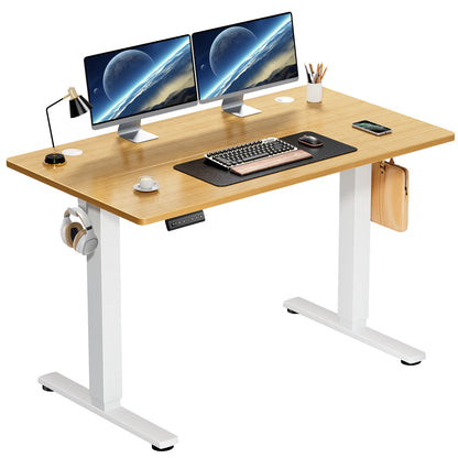 Electric Standing Desk - 39.37x23.62in Bamboo Wood Sit Stand Desk