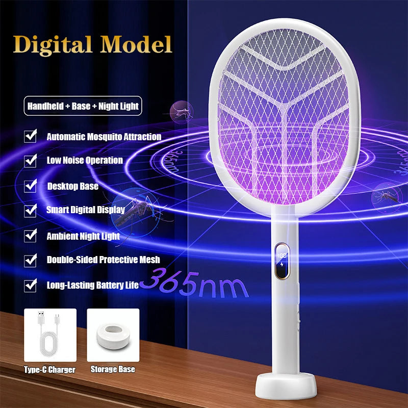 Electric Mosquito & Fly Swatter - 3-in-1 Bug Zapper