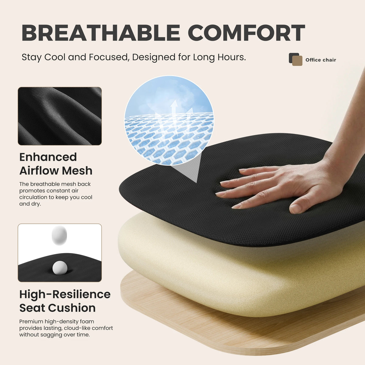 Ergonomic Desk Chair with Lumbar Support (Black)