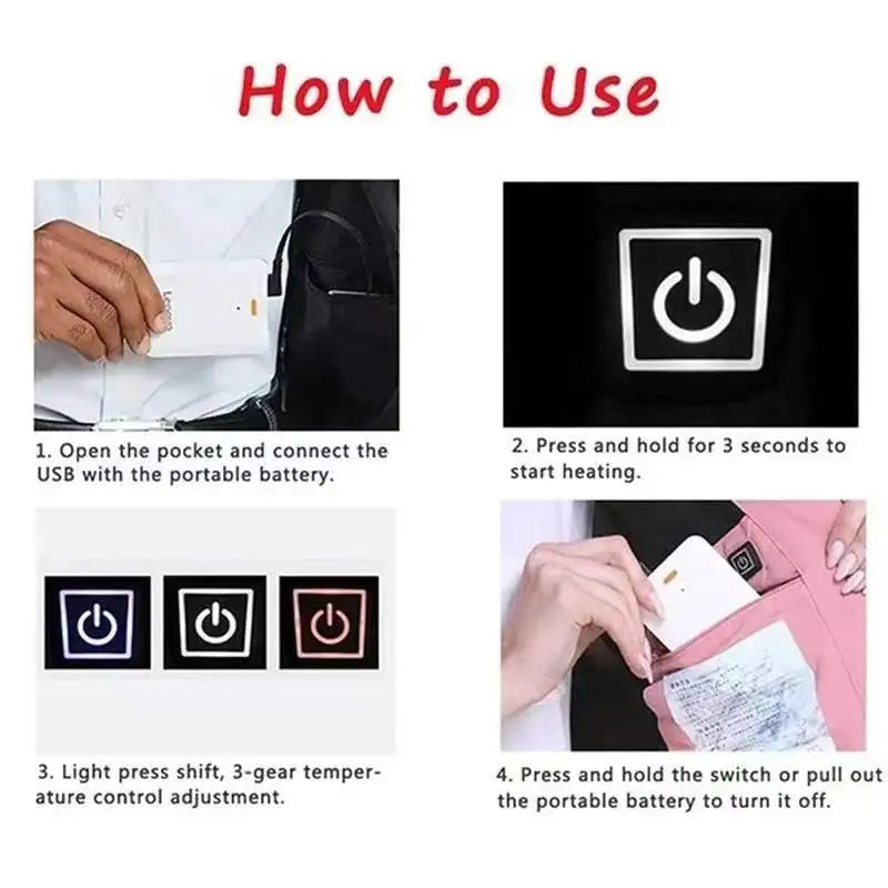 9-Zone USB Rechargeable Heated Vest - Electric Warming Jacket