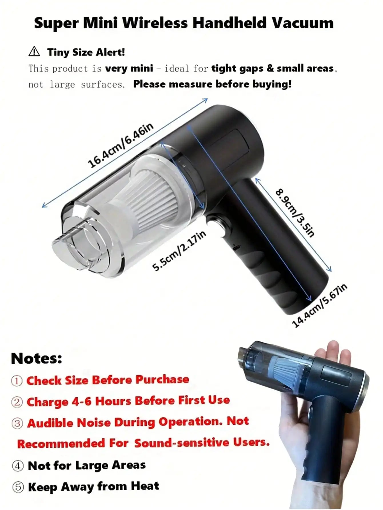 Cordless Handheld Vacuum Cleaner - Rechargeable