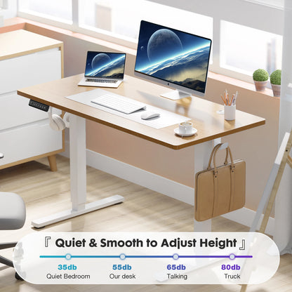 Electric Standing Desk - 39.37x23.62in Bamboo Wood Sit Stand Desk