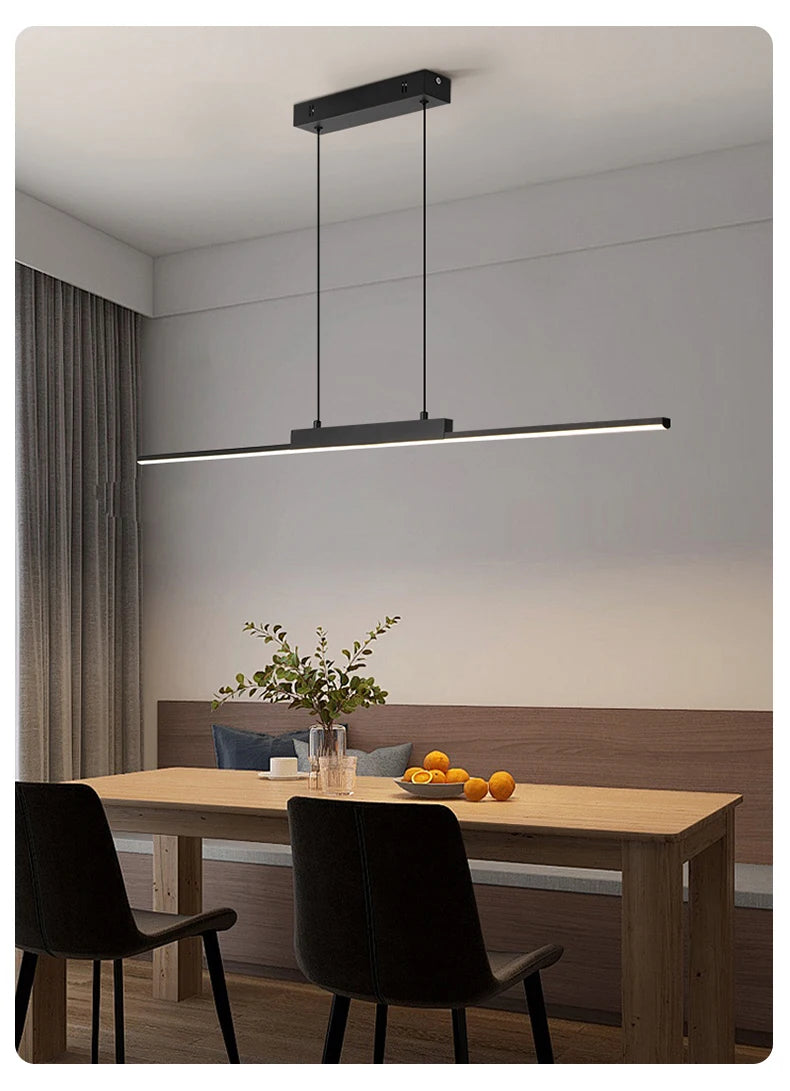 Modern Pendant Light - Linear LED Chandelier, Dining Room Light Fixture for Kitchen Island