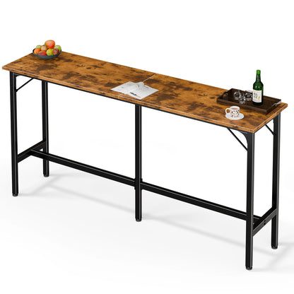 Narrow Console Table - Long Bar Height Sofa Table (Brown)