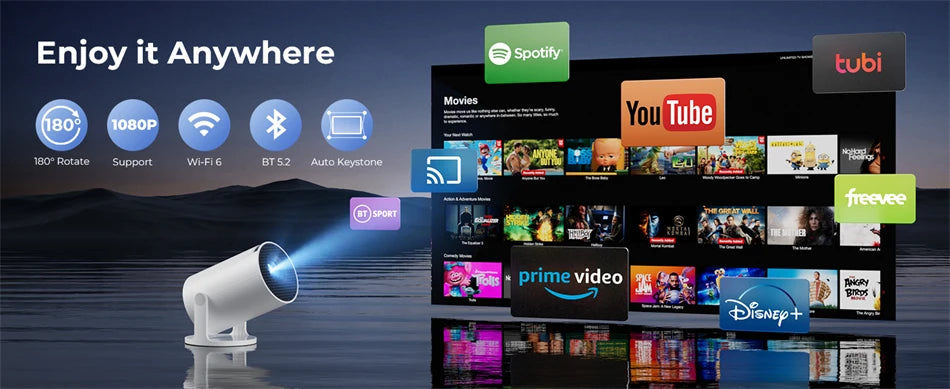 HY300 Smart Portable Projector - 4K Support, Android