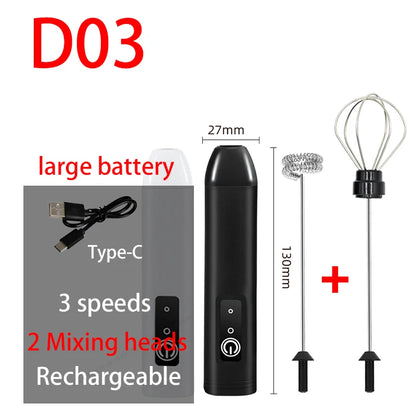 Rechargeable Electric Milk Frother - Handheld Coffee Whisk