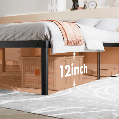 Queen Bed Frame - 14in Metal Bed Frame with Steel Slats