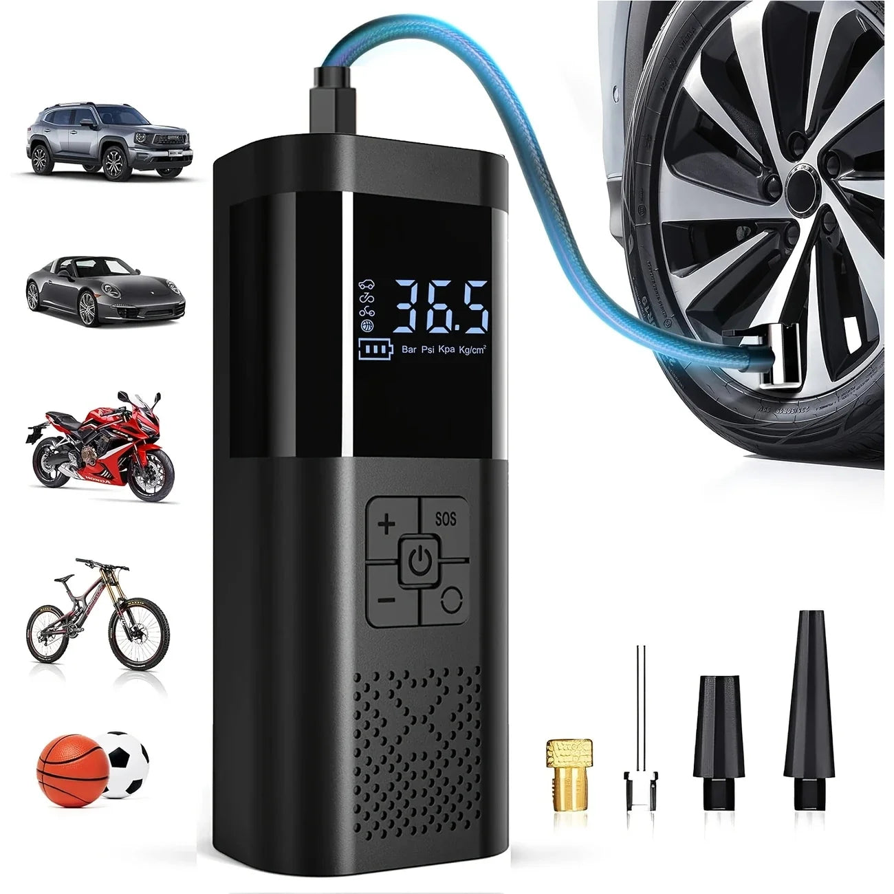 Portable Tire Inflator - 12V Cordless Air Compressor