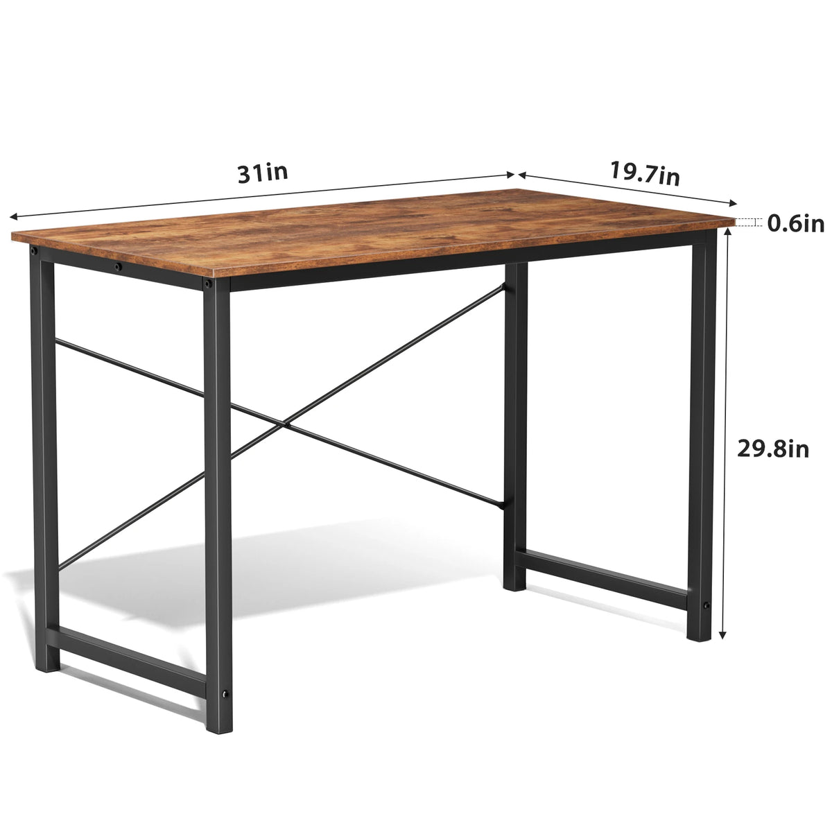 Computer Desk - Metal Frame Home Office Desk (31in Rust)